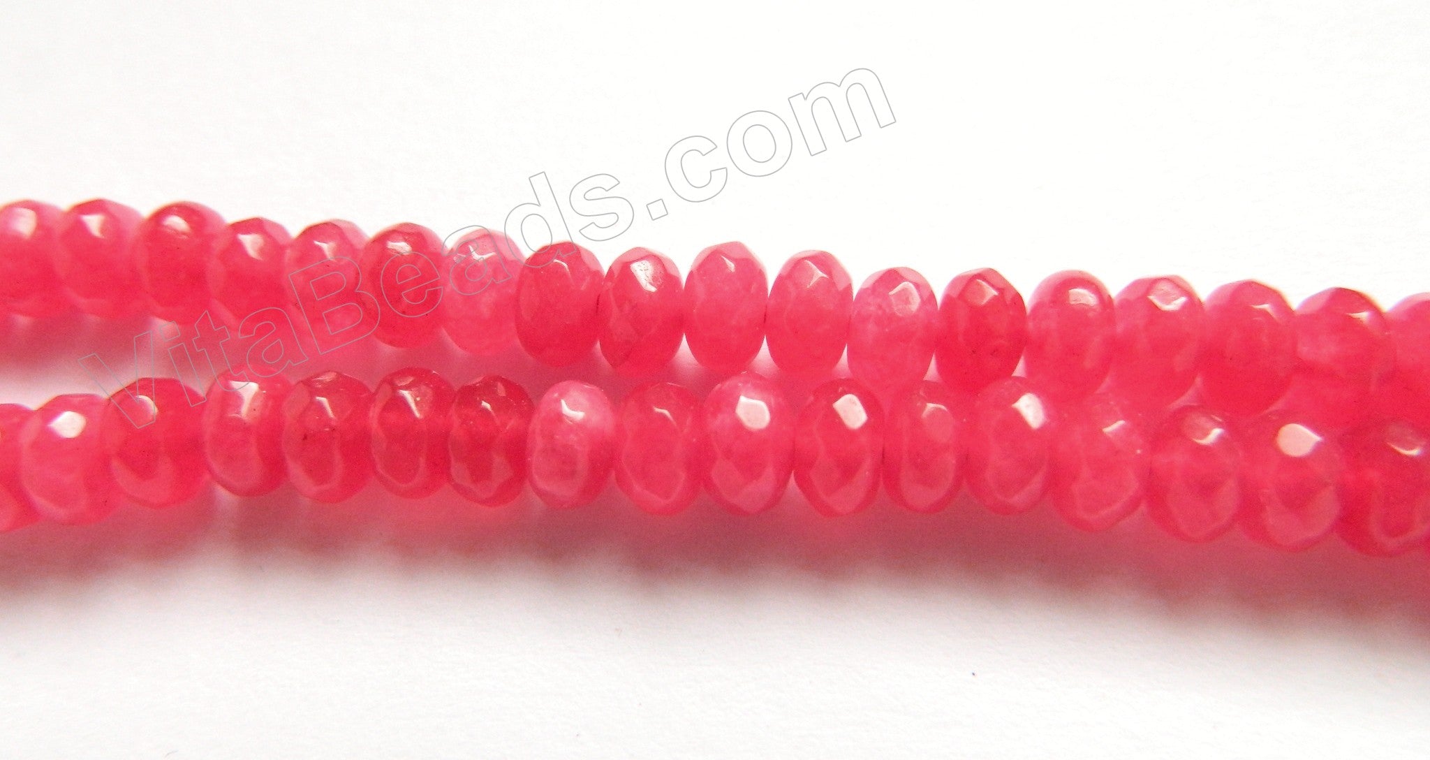 Bright Red Jade  -  Faceted Rondel  15"     4 x 6 mm