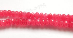 Bright Red Jade  -  Faceted Rondel  15"     4 x 6 mm