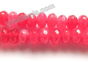 Bright Red Jade  -  Faceted Rondel  15"     4 x 6 mm