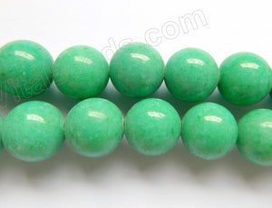 Spring Green Mashan Jade -  Smooth Round Beads  16"
