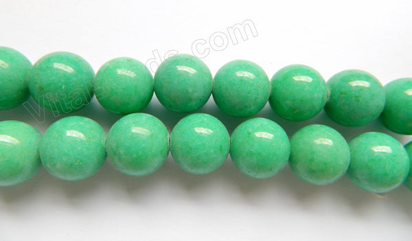 Spring Green Mashan Jade -  Smooth Round Beads  16"