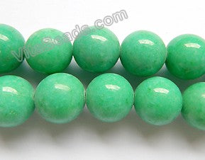 Spring Green Mashan Jade -  Smooth Round Beads  16"