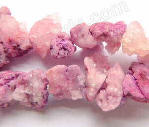 Fuchsia Druzy Crystal  -  Graduated Top Drilled Rough Nuggets  16"
