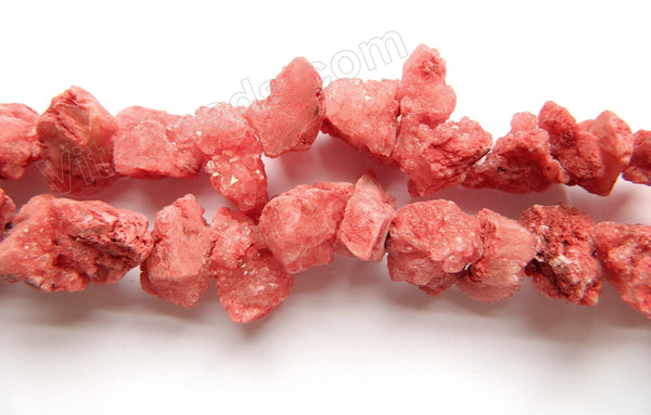 Red Druzy Crystal  -  Graduated Top Drilled Rough Nuggets  16"