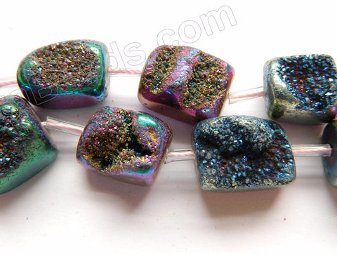 Dark Peacock Druzy Crystal  -  Free Form Cubes  16"