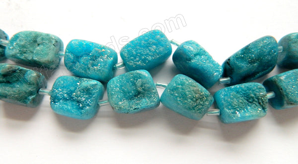 Deep Aqua Druzy Crystal  -  Free Form Cubes  16"