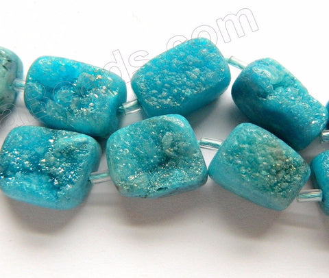 Deep Aqua Druzy Crystal  -  Free Form Cubes  16"