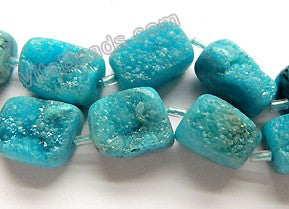 Deep Aqua Druzy Crystal  -  Free Form Cubes  16"