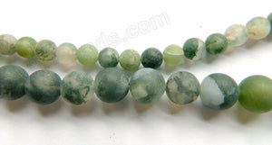 Frosted Light Moss Agate  -  Smooth Round Beads 16"