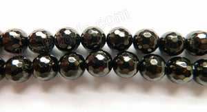 Black Jet Stone Natural   -  Faceted Round  16"