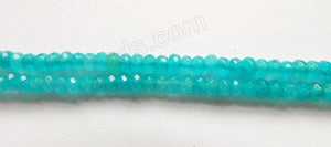 Deep Aqua Jade  -  Small Faceted Rondel  15"     4 mm
