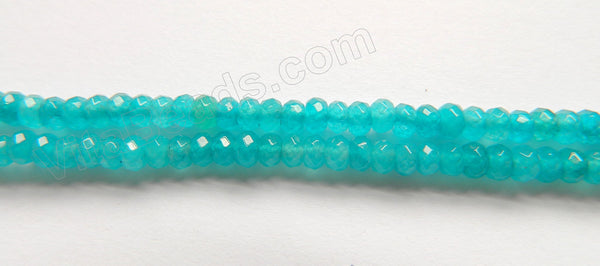 Deep Aqua Jade  -  Small Faceted Rondel  15"     4 mm