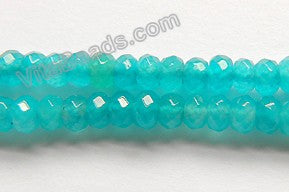 Deep Aqua Jade  -  Small Faceted Rondel  15"     4 mm