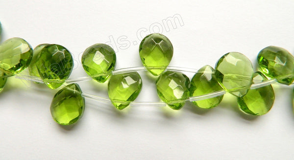 Peridot Crystal  -  Faceted Flat Briolette 16"