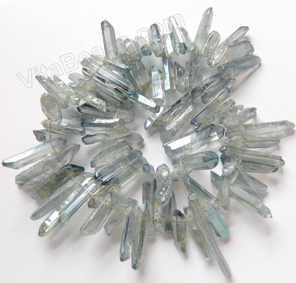 Iolite Plated Crystal Natural  -  Smooth Long Sticks  16"    15 - 25 mm