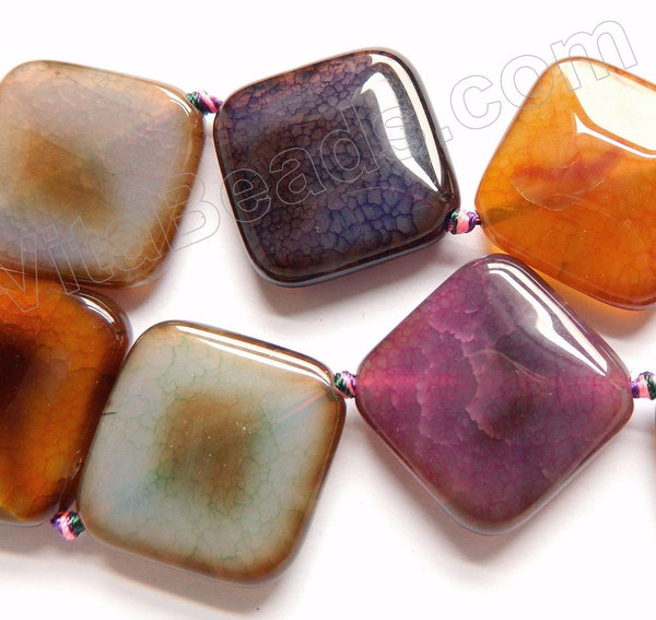 Mixed Tourmaline Color Fire Agate  -  Smooth Cut Puff Diamond 16"