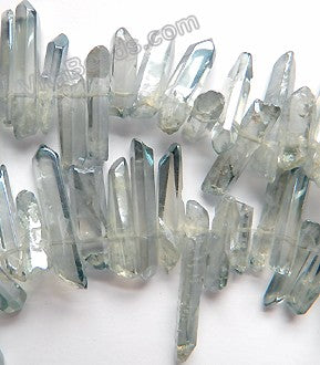 Iolite Plated Crystal Natural  -  Smooth Long Sticks  16"    15 - 25 mm