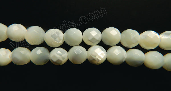 Mother of Pearl White  -  Faceted Round  15"