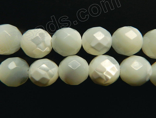 Mother of Pearl White  -  Faceted Round  15"