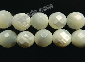 Mother of Pearl White  -  Faceted Round  15"
