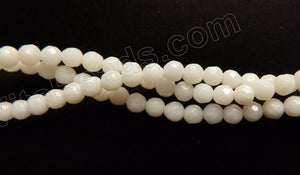 Cream White Bamboo Co-ral -  Small Faceted Round  16"