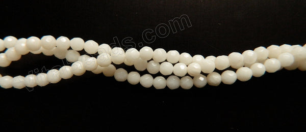 Cream White Bamboo Co-ral -  Small Faceted Round  16"