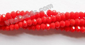 Synthetic Red Quartz  -  Small Faceted Rondel  15"     3 x 1.5 mm