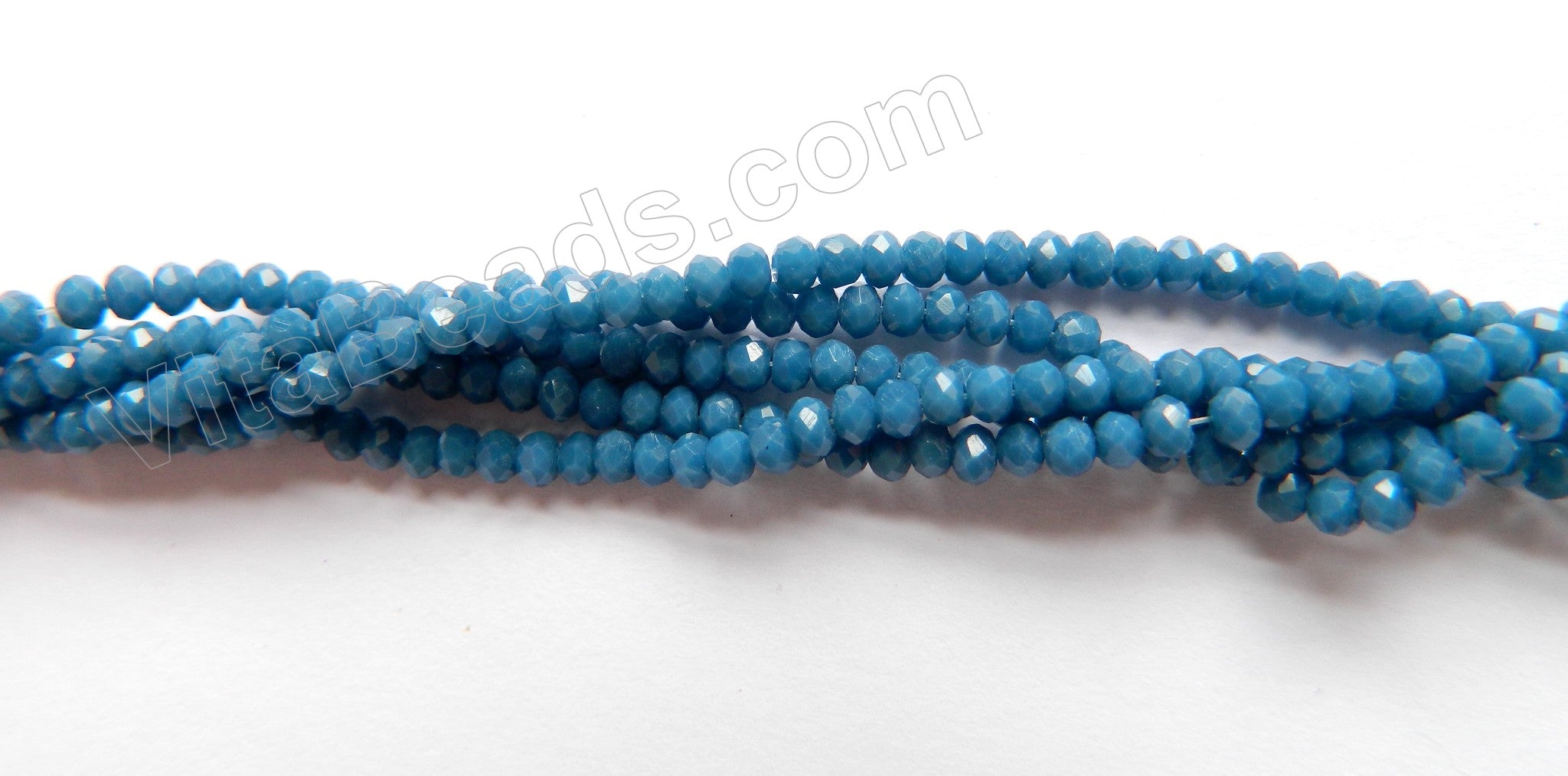 Synthetic Dark Blue Quartz  -  Small Faceted Rondel  15"     3 x 1.5 mm