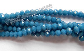 Synthetic Dark Blue Quartz  -  Small Faceted Rondel  15"     3 x 1.5 mm