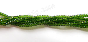 Dark Green Crystal Quartz  -  Small Faceted Rondel  15"     3 x 1.5 mm