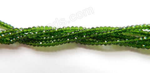 Dark Green Crystal Quartz  -  Small Faceted Rondel  15"     3 x 1.5 mm