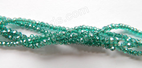 Coated Emerald Crystal Quartz  -  Small Faceted Rondel  15"     3 x 1.5 mm