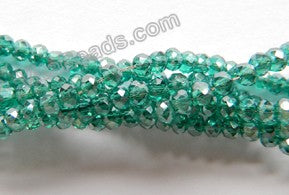 Coated Emerald Crystal Quartz  -  Small Faceted Rondel  15"     3 x 1.5 mm