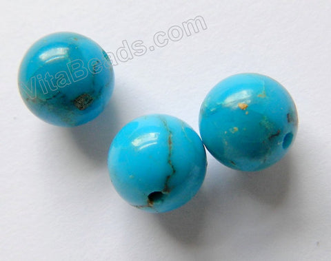 Howlite Turquoise  -  Half Drilled Smooth Round Beads for Earring