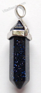Blue Goldstone - 6-Side Pendulum Pendant w/ Silver Wired Bail