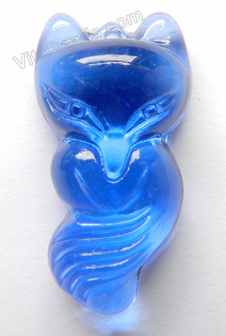 Sapphire Crystal Manmade  -  Carved Fox Pendant