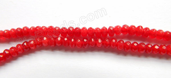 Bright Red Jade  -  Small Faceted Rondel  14.5"