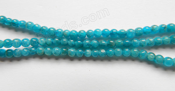 Bright Apatite AAA  -  Small Smooth Round Beads  15"