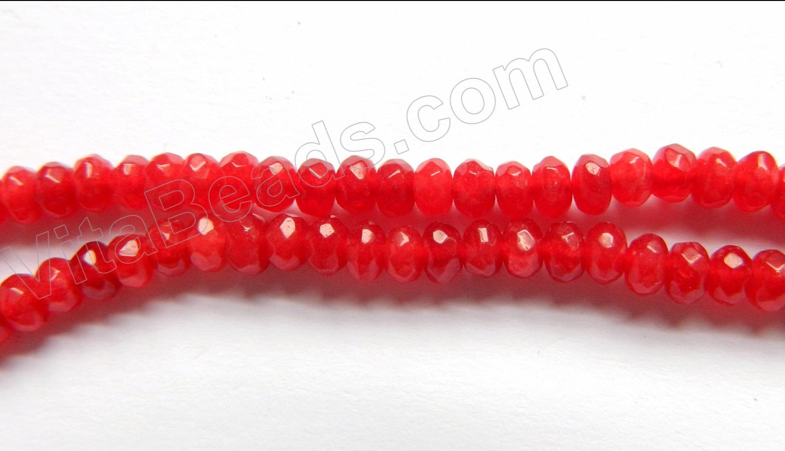 Bright Red Jade  -  Small Faceted Rondel  14.5"