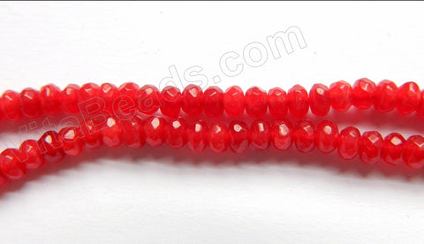 Bright Red Jade  -  Small Faceted Rondel  14.5"