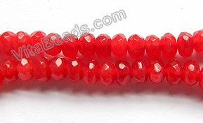 Bright Red Jade  -  Small Faceted Rondel  14.5"