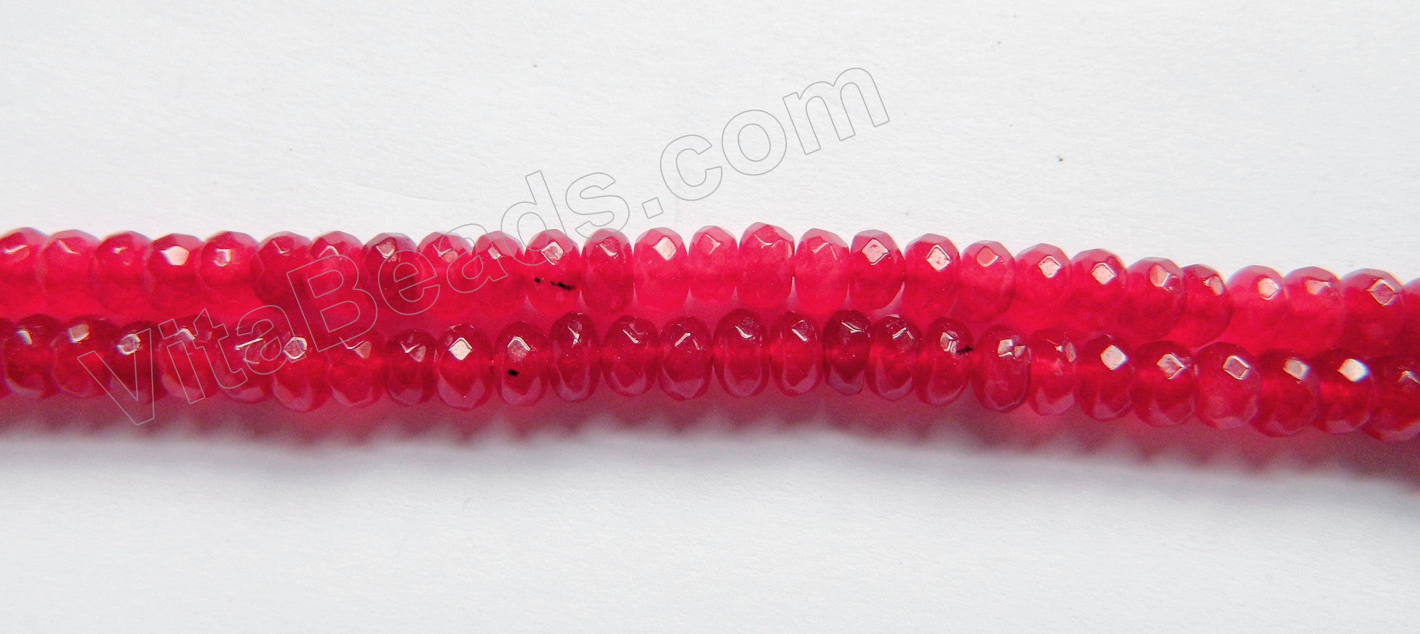 Xmas Red Jade  -  Faceted Rondel  15"     4 x 6 mm