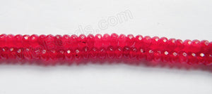 Xmas Red Jade  -  Faceted Rondel  15"     4 x 6 mm