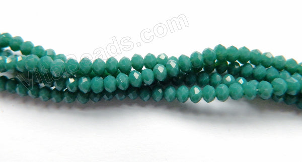 Dark Emerald Quartz  -  Small Faceted Rondel  16"