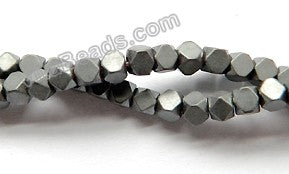 Frosted Hematite  -  Small Faceted Cubes  16"