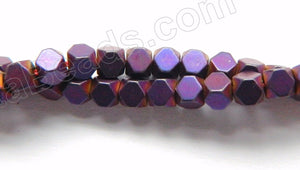 Frosted Purple Hematite  -  Small Faceted Cubes  16"