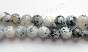Natural Mixed White Fire Agate  -  Faceted Round  15"