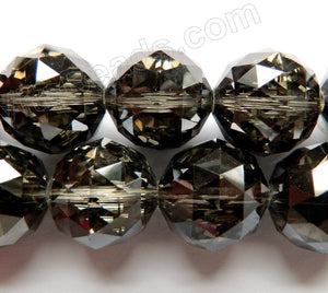 Mystic Black Crystal  -  Star Cut Faceted Round 9"