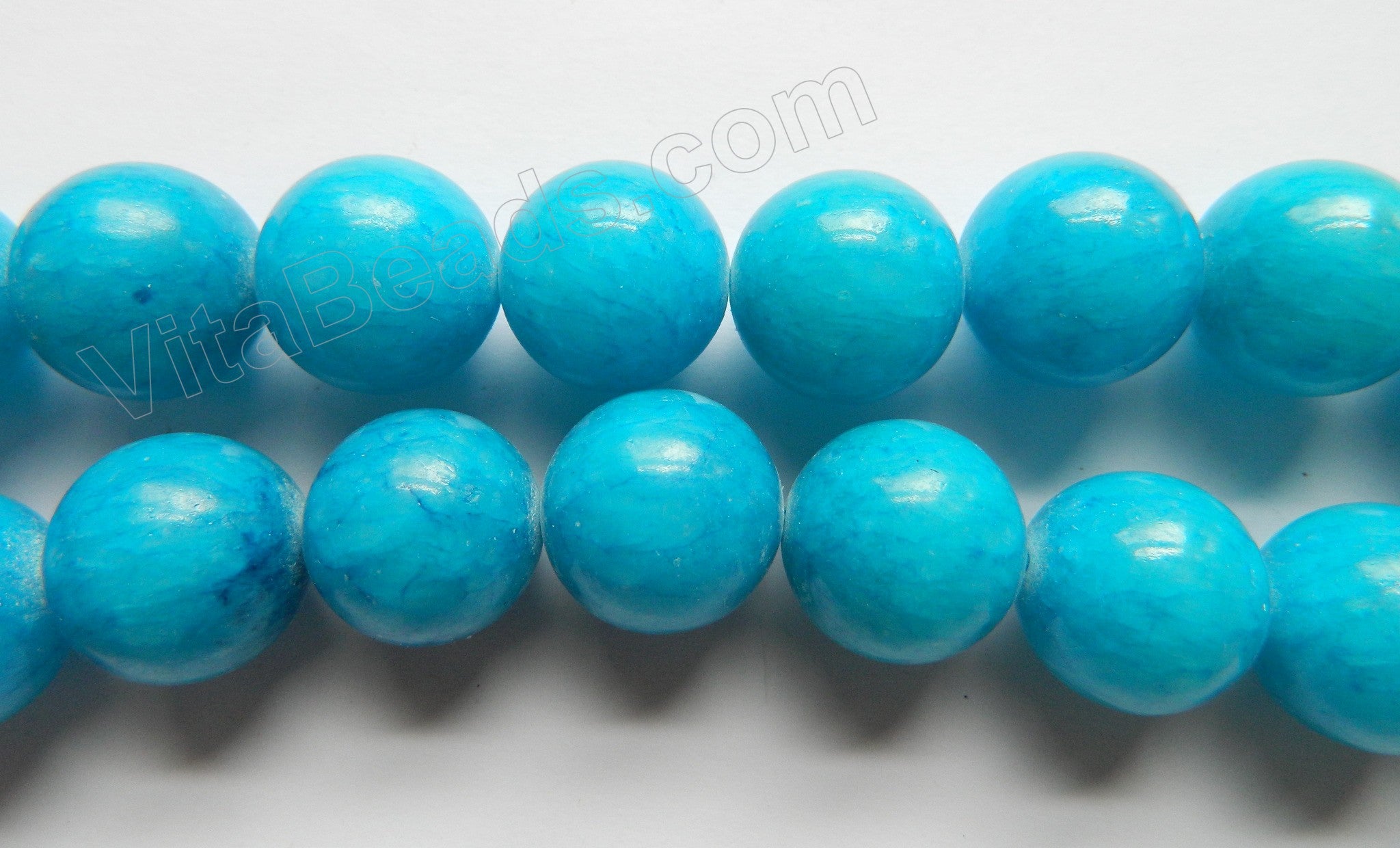 Dark Aqua Mashan Jade  -  Big Smooth Round Beads  16"