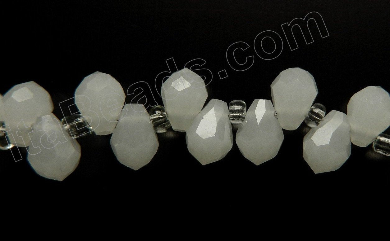 Snow White Quartz  -  5x7mm Small Faceted Teardrop  9"